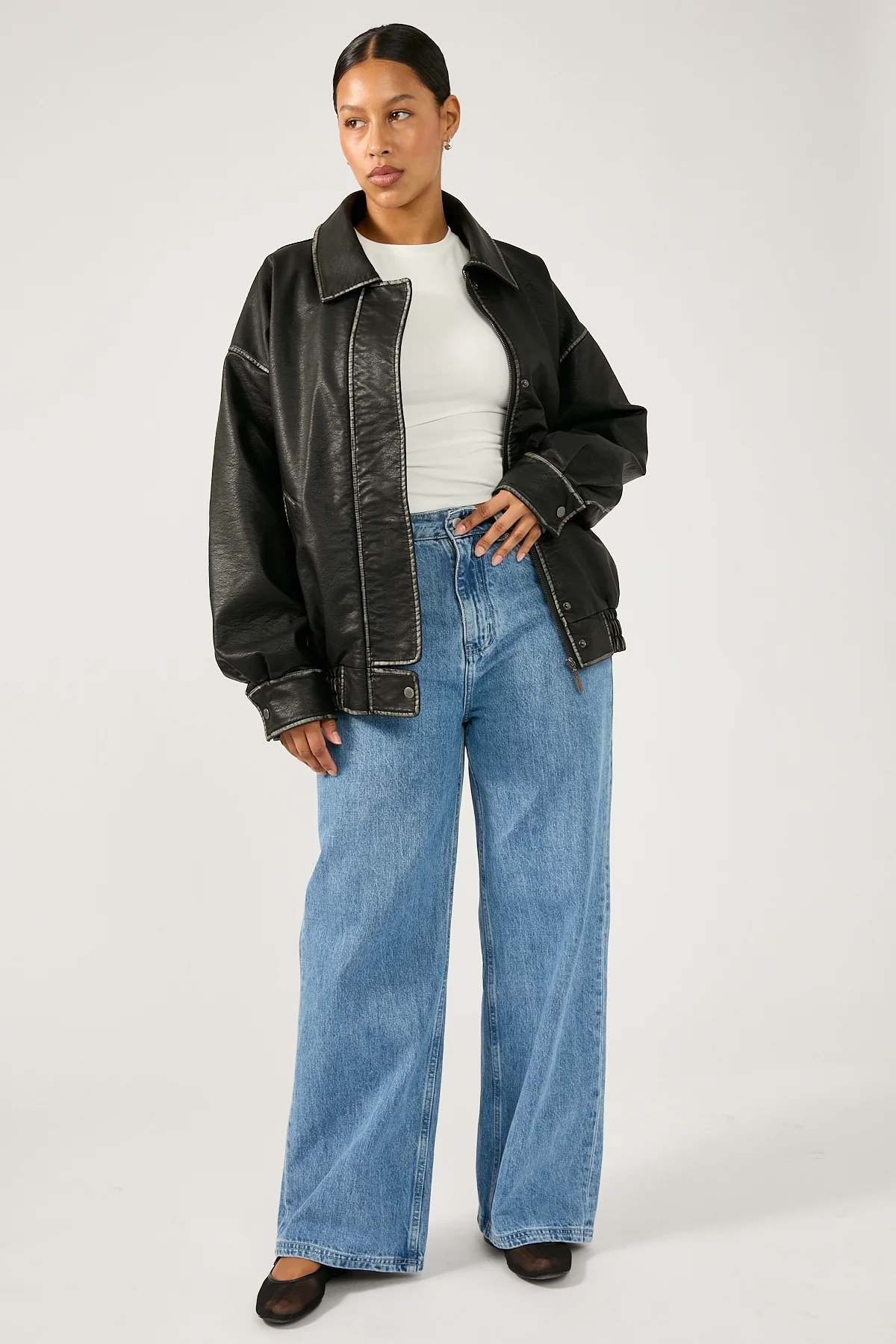 Perfect Stranger Washed Maxx PU Bomber Black - Image 6