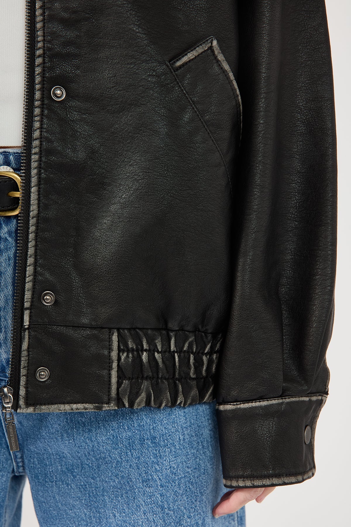 Perfect Stranger Washed Maxx PU Bomber Black - Image 7