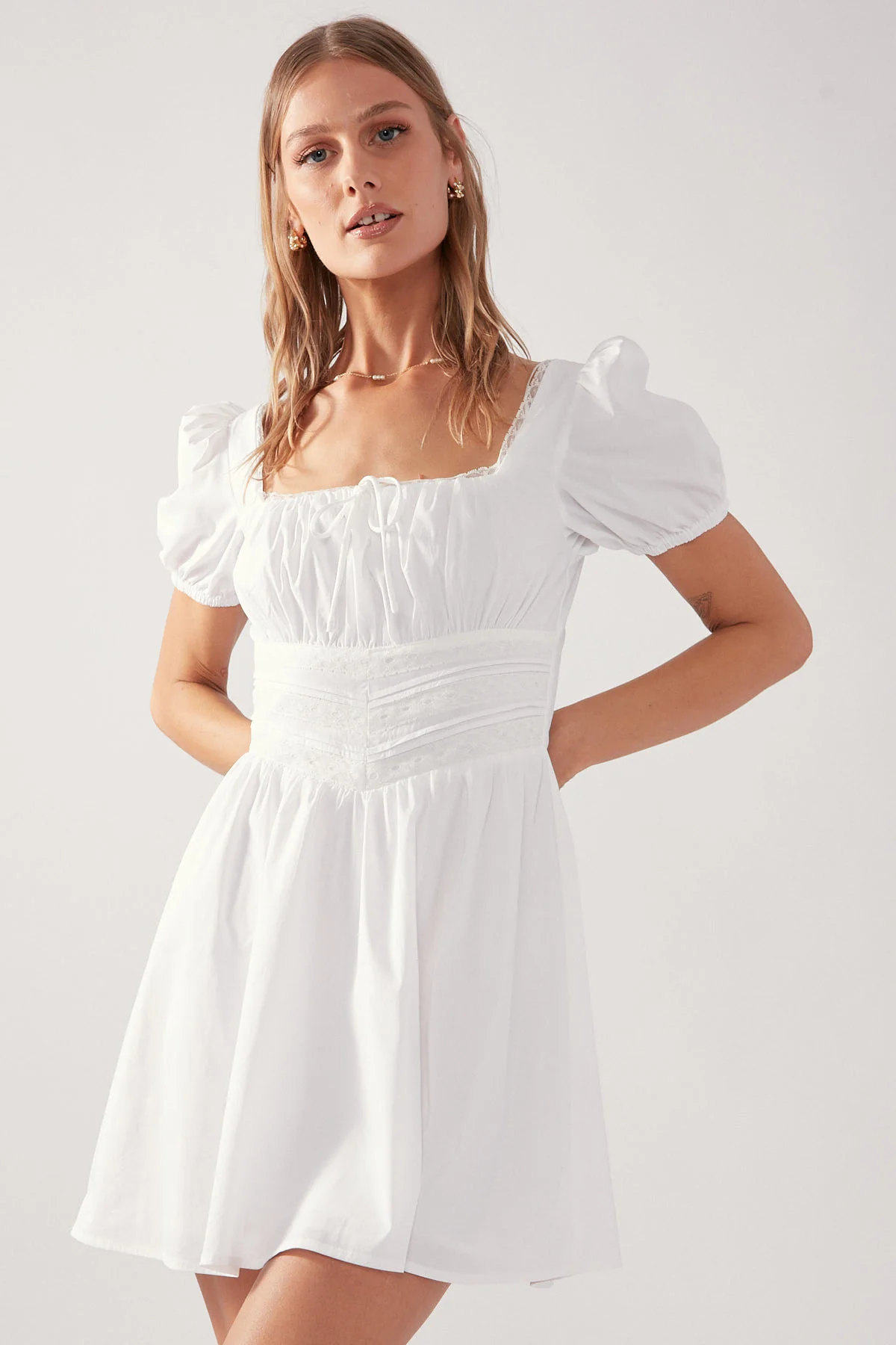 Perfect Stranger Whisper Lace Mini Dress White - Image 3