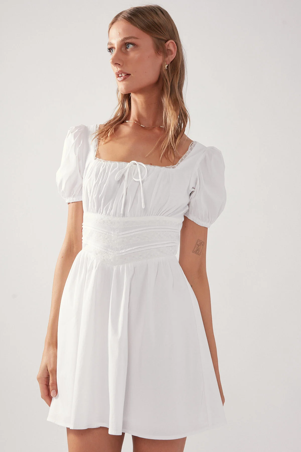 Perfect Stranger Whisper Lace Mini Dress White - Image 4
