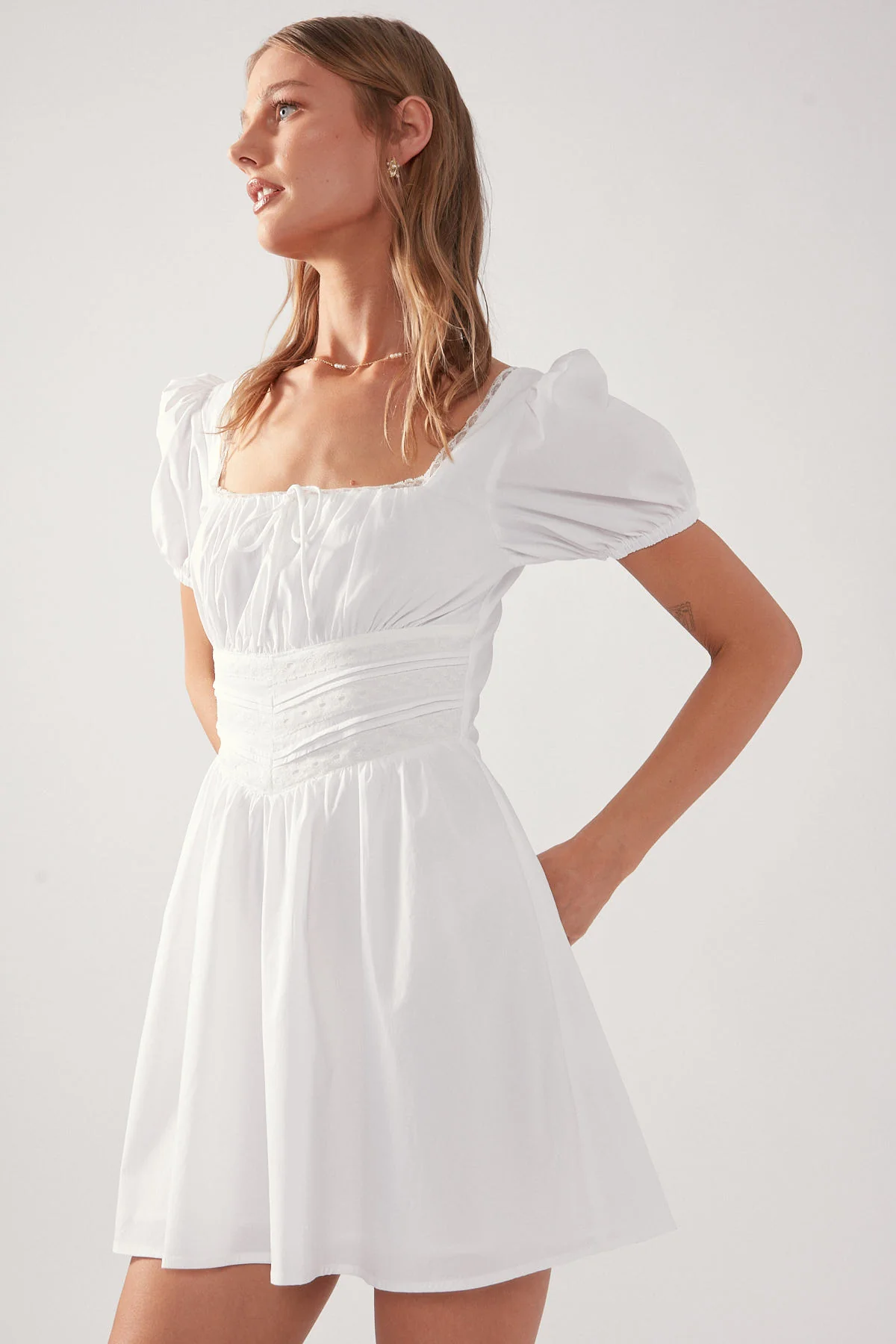 Perfect Stranger Whisper Lace Mini Dress White - Image 5
