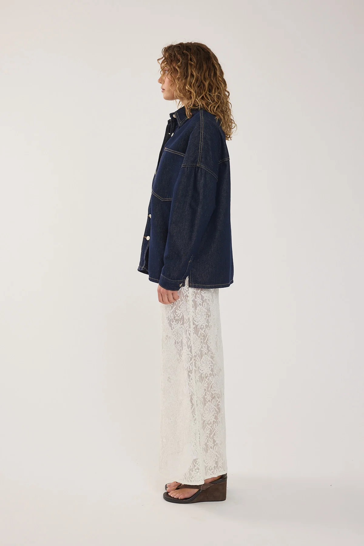 Perfect Stranger Wren Denim Over Shirt Dark Blue Denim - Image 6