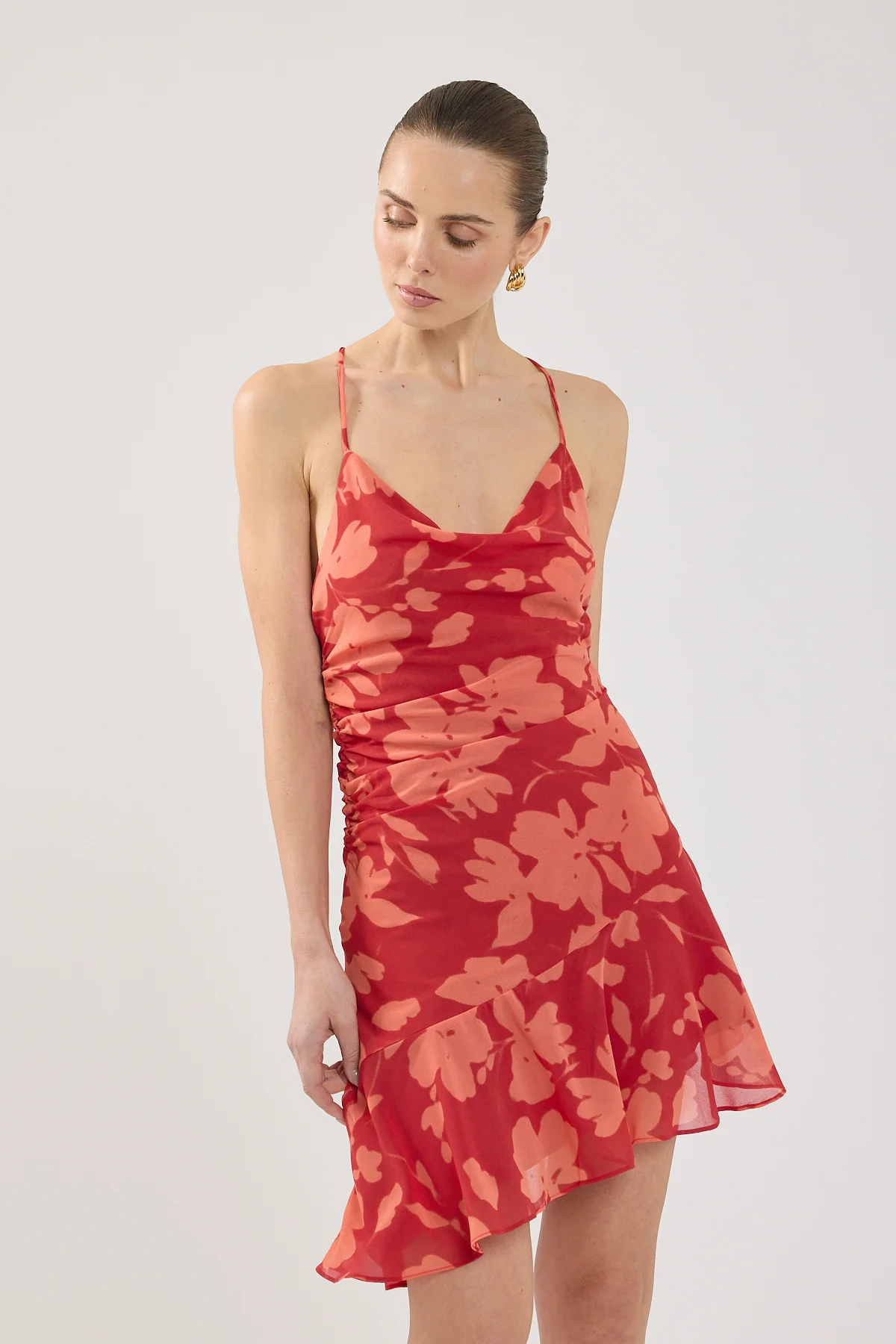 Perfect Stranger Zinna Mini Dress Red Print - Image 2